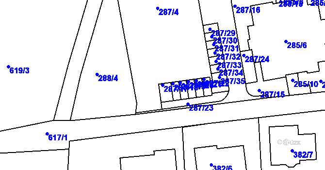 Parcela st. 287/17 v KÚ Újezd u Průhonic, Katastrální mapa