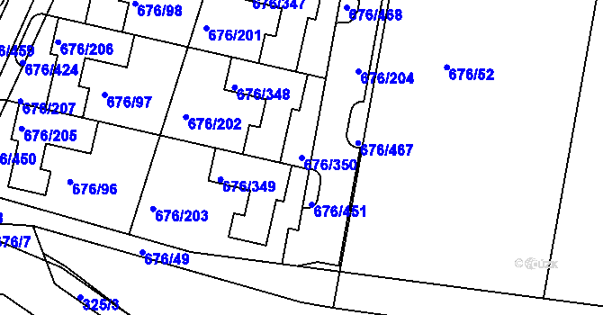 Parcela st. 676/350 v KÚ Újezd u Průhonic, Katastrální mapa