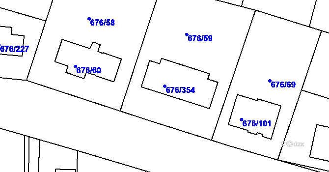 Parcela st. 676/354 v KÚ Újezd u Průhonic, Katastrální mapa