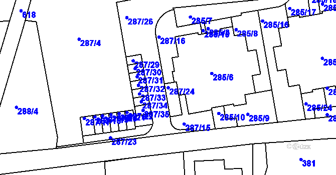 Parcela st. 287/24 v KÚ Újezd u Průhonic, Katastrální mapa