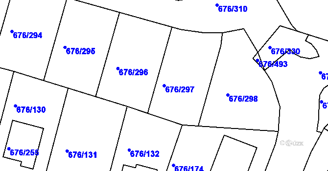 Parcela st. 676/297 v KÚ Újezd u Průhonic, Katastrální mapa
