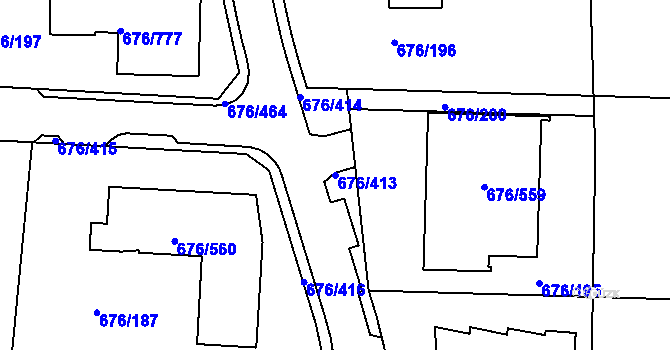 Parcela st. 676/413 v KÚ Újezd u Průhonic, Katastrální mapa