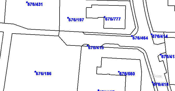 Parcela st. 676/415 v KÚ Újezd u Průhonic, Katastrální mapa