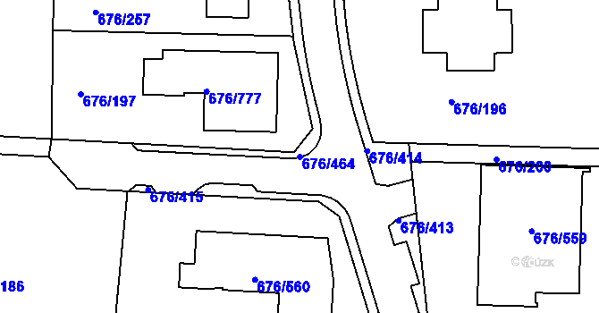 Parcela st. 676/464 v KÚ Újezd u Průhonic, Katastrální mapa
