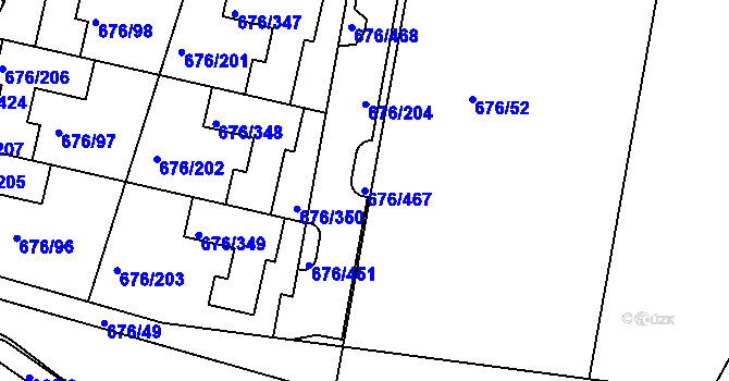 Parcela st. 676/467 v KÚ Újezd u Průhonic, Katastrální mapa