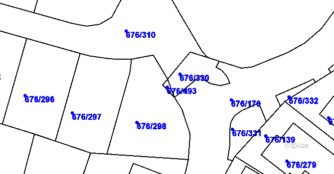 Parcela st. 676/493 v KÚ Újezd u Průhonic, Katastrální mapa