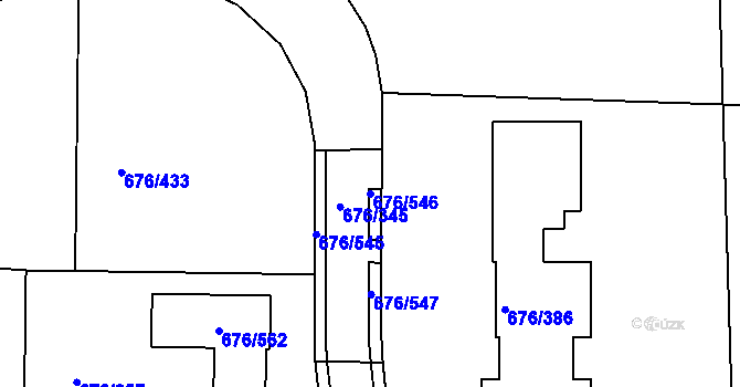 Parcela st. 676/546 v KÚ Újezd u Průhonic, Katastrální mapa