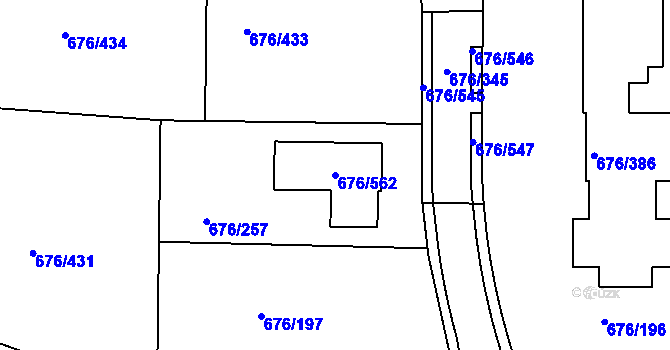 Parcela st. 676/562 v KÚ Újezd u Průhonic, Katastrální mapa
