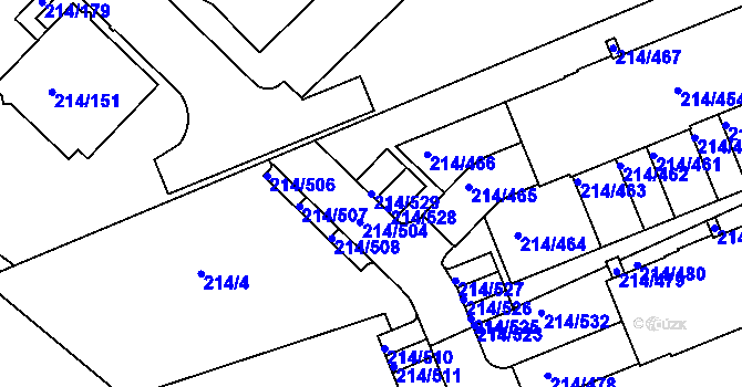 Parcela st. 214/529 v KÚ Újezd u Průhonic, Katastrální mapa
