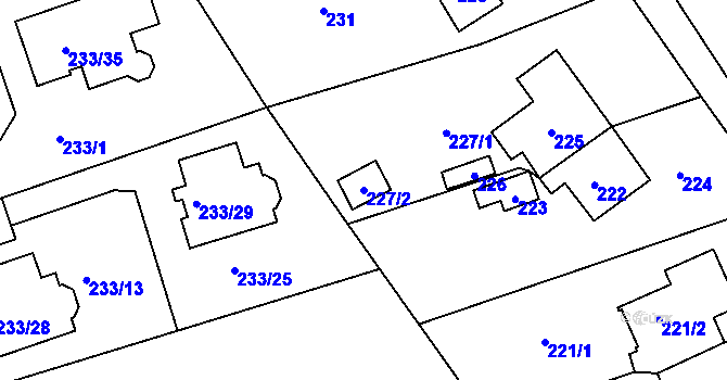 Parcela st. 227/2 v KÚ Újezd u Průhonic, Katastrální mapa