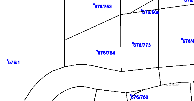 Parcela st. 676/754 v KÚ Újezd u Průhonic, Katastrální mapa