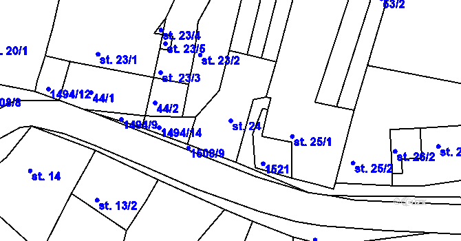Parcela st. 24 v KÚ Újezd u Rosic, Katastrální mapa