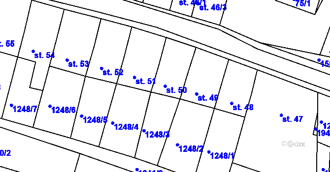 Parcela st. 50 v KÚ Újezd u Rosic, Katastrální mapa