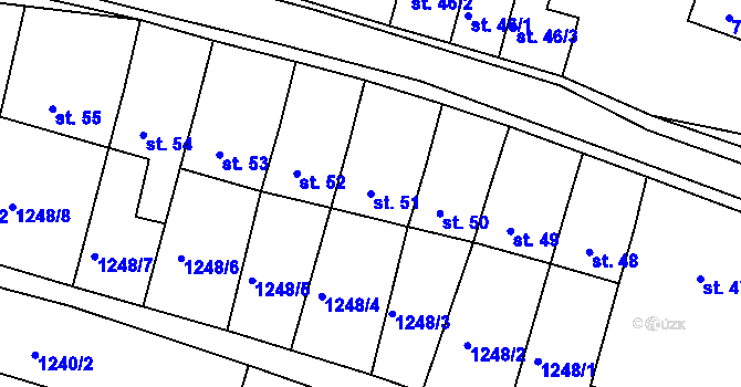 Parcela st. 51 v KÚ Újezd u Rosic, Katastrální mapa