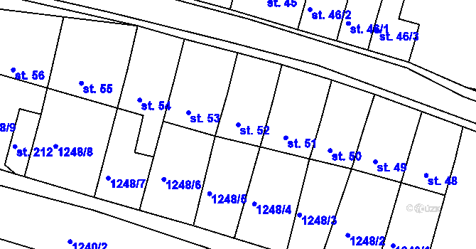 Parcela st. 52 v KÚ Újezd u Rosic, Katastrální mapa