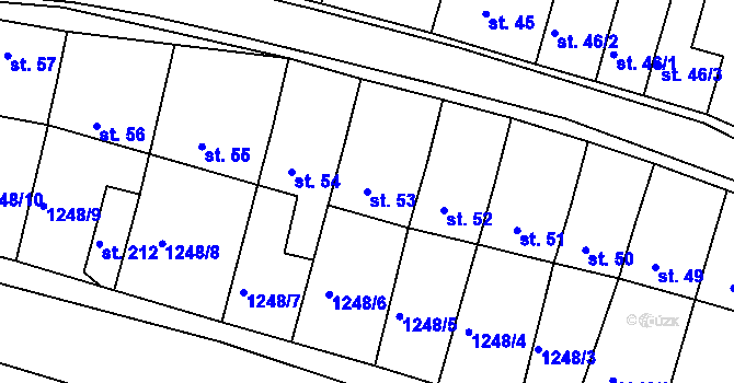 Parcela st. 53 v KÚ Újezd u Rosic, Katastrální mapa