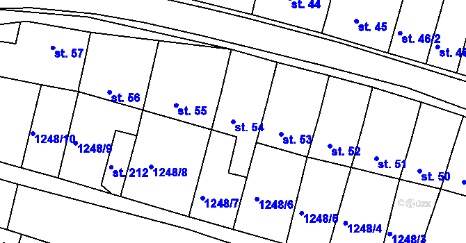 Parcela st. 54 v KÚ Újezd u Rosic, Katastrální mapa