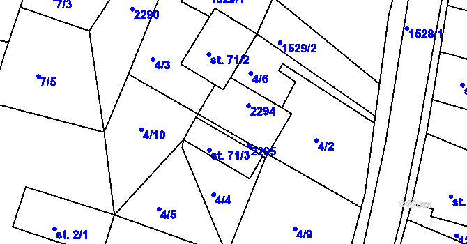 Parcela st. 71/1 v KÚ Újezd u Rosic, Katastrální mapa