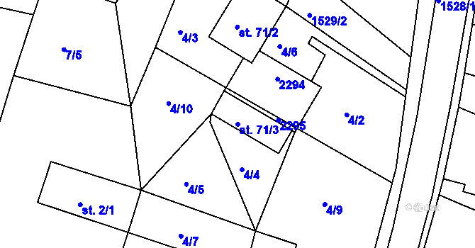 Parcela st. 71/3 v KÚ Újezd u Rosic, Katastrální mapa