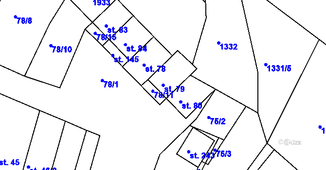 Parcela st. 79 v KÚ Újezd u Rosic, Katastrální mapa