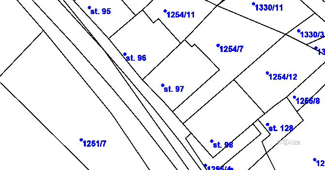 Parcela st. 97 v KÚ Újezd u Rosic, Katastrální mapa