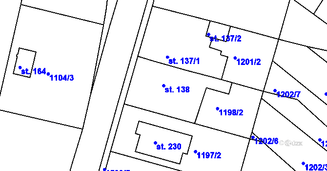 Parcela st. 138 v KÚ Újezd u Rosic, Katastrální mapa