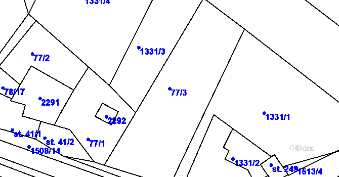 Parcela st. 77/3 v KÚ Újezd u Rosic, Katastrální mapa