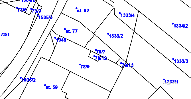 Parcela st. 78/7 v KÚ Újezd u Rosic, Katastrální mapa