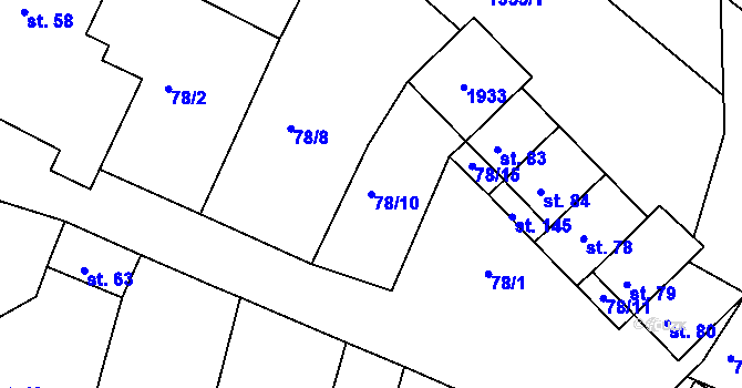 Parcela st. 78/10 v KÚ Újezd u Rosic, Katastrální mapa