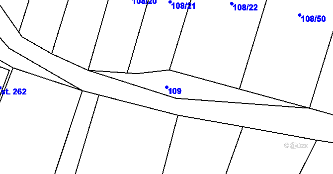 Parcela st. 109 v KÚ Újezd u Rosic, Katastrální mapa