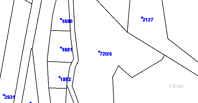 Parcela st. 720/5 v KÚ Újezd u Rosic, Katastrální mapa