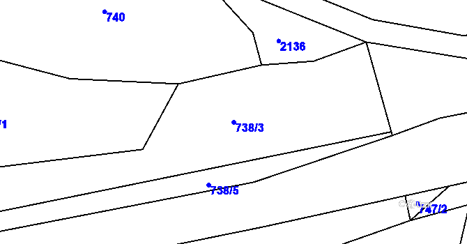 Parcela st. 738/3 v KÚ Újezd u Rosic, Katastrální mapa