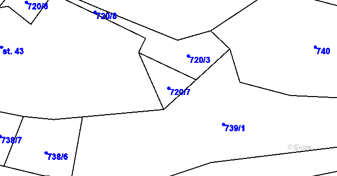 Parcela st. 720/7 v KÚ Újezd u Rosic, Katastrální mapa