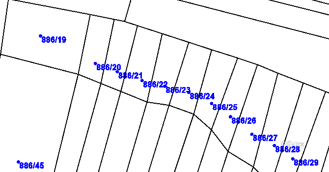 Parcela st. 886/23 v KÚ Újezd u Rosic, Katastrální mapa