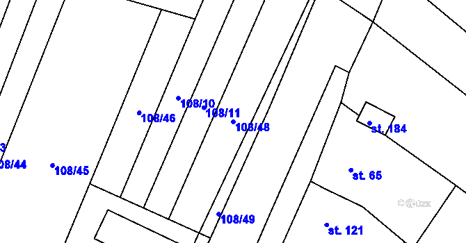 Parcela st. 108/48 v KÚ Újezd u Rosic, Katastrální mapa