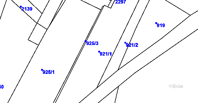 Parcela st. 921/1 v KÚ Újezd u Rosic, Katastrální mapa