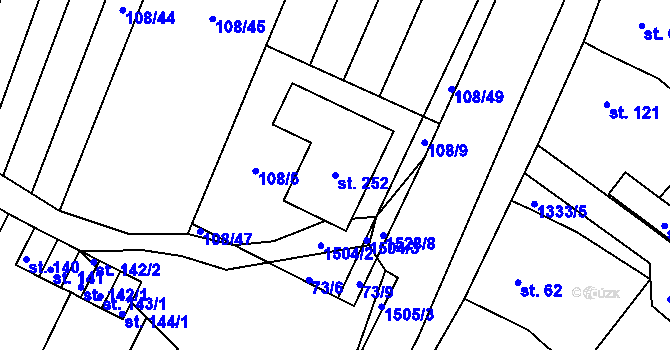 Parcela st. 252 v KÚ Újezd u Rosic, Katastrální mapa
