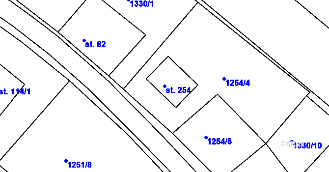 Parcela st. 254 v KÚ Újezd u Rosic, Katastrální mapa