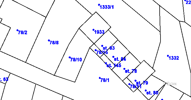 Parcela st. 78/15 v KÚ Újezd u Rosic, Katastrální mapa