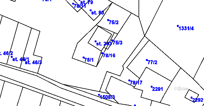 Parcela st. 78/16 v KÚ Újezd u Rosic, Katastrální mapa