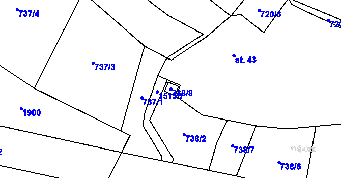 Parcela st. 738/8 v KÚ Újezd u Rosic, Katastrální mapa