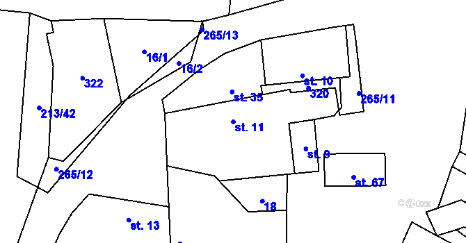 Parcela st. 11 v KÚ Újezdec u Mělníka, Katastrální mapa