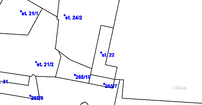 Parcela st. 22 v KÚ Újezdec u Mělníka, Katastrální mapa
