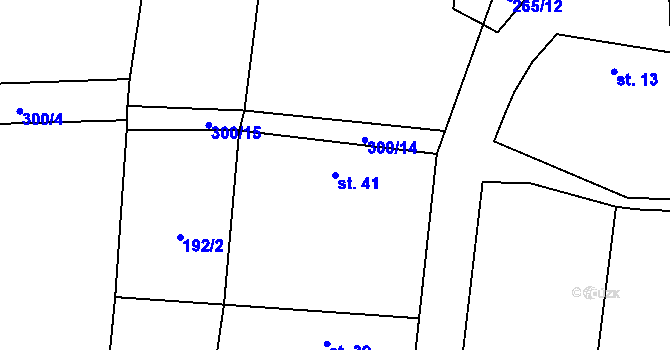 Parcela st. 41 v KÚ Újezdec u Mělníka, Katastrální mapa