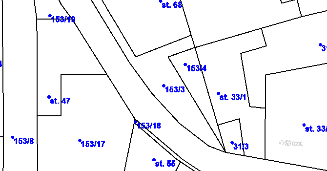 Parcela st. 153/3 v KÚ Újezdec u Mělníka, Katastrální mapa