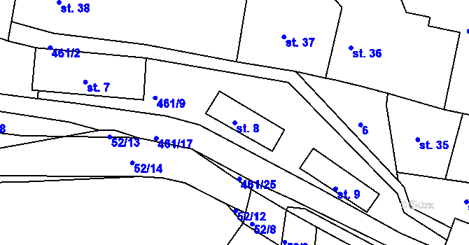 Parcela st. 8 v KÚ Újezdec u Rakovníka, Katastrální mapa