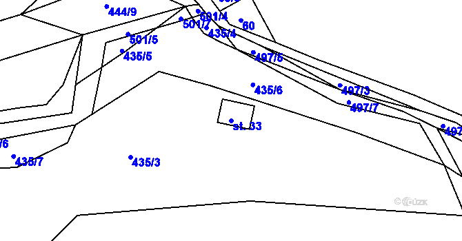Parcela st. 33 v KÚ Újezdec u Rakovníka, Katastrální mapa