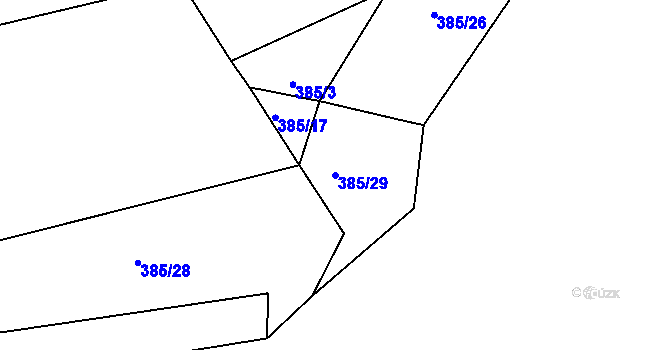 Parcela st. 385/29 v KÚ Újezdec u Rakovníka, Katastrální mapa