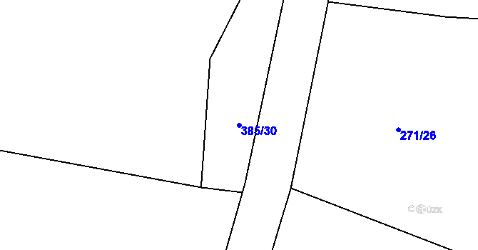 Parcela st. 385/30 v KÚ Újezdec u Rakovníka, Katastrální mapa