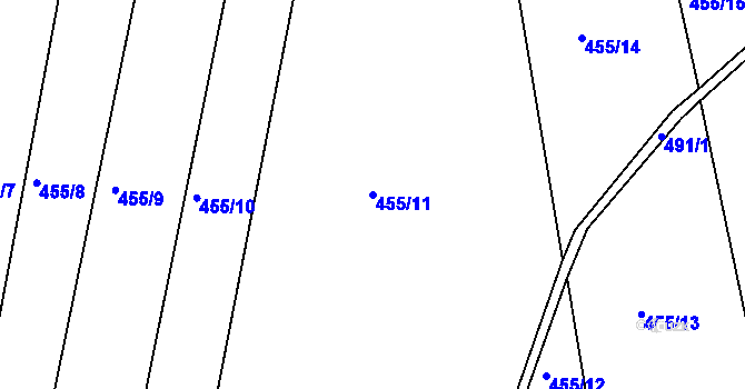 Parcela st. 455/11 v KÚ Újezdec u Rakovníka, Katastrální mapa